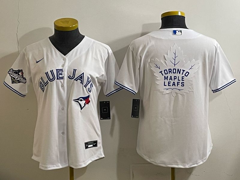 Women 2025 Nike Toronto Blue Jays Blank White Game MLB Jersey 08->women mlb jersey->Women Jersey